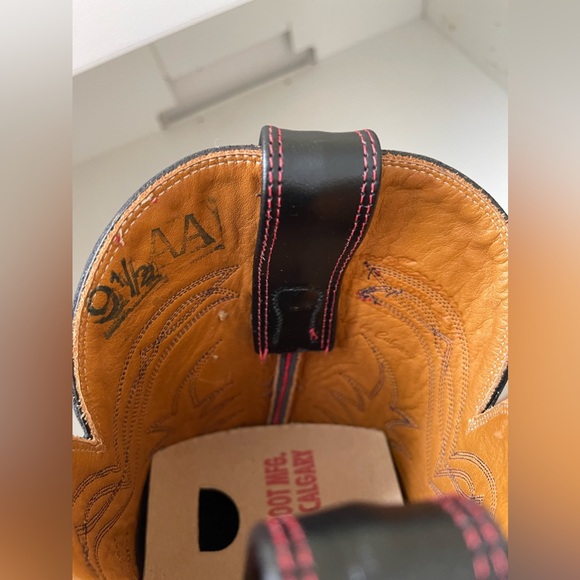 NWT Alberta Boots Black Red Cowhide Leather Cowboy Western Boots Women Size 9.5 - Picture 6 of 8